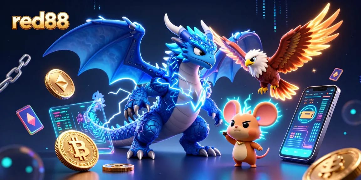 Engage with red88's thrilling casino experience featuring dynamic 3D characters and vibrant elements.