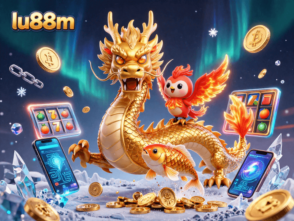 Engage with lu88m casino dragons and phoenixes amidst vibrant slot reels.