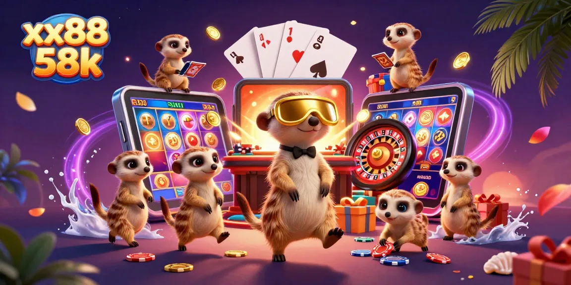Engage with xx88 58k as meerkats run a vibrant casino scene full of action and excitement.