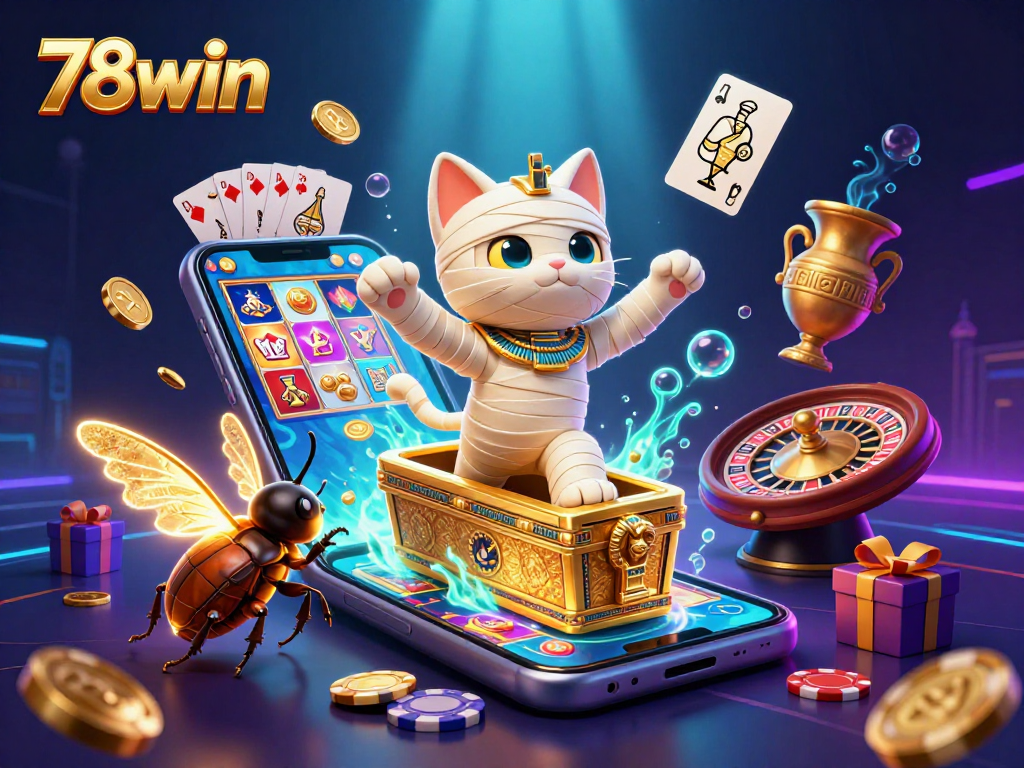 Experience thrilling wins with 78win's 3D mummy casino adventure and glowing treasures.