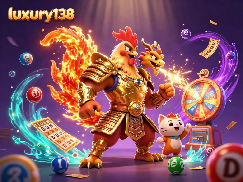 Experience thrilling gameplay with luxury138 in this vibrant casino-themed illustration.