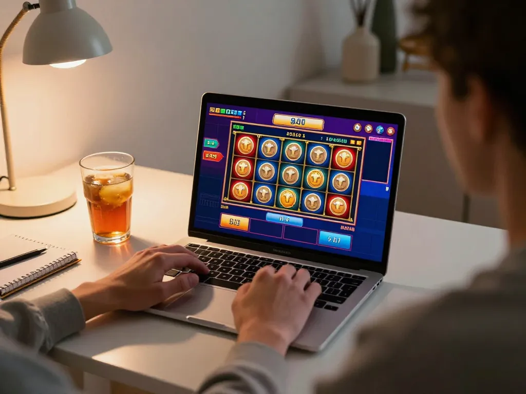 Engaging moment at lucky88mobi as a player spins the reels on an online slot machine.