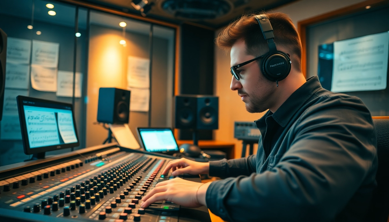 Transforming tracks through online mastering in a vibrant studio setting.