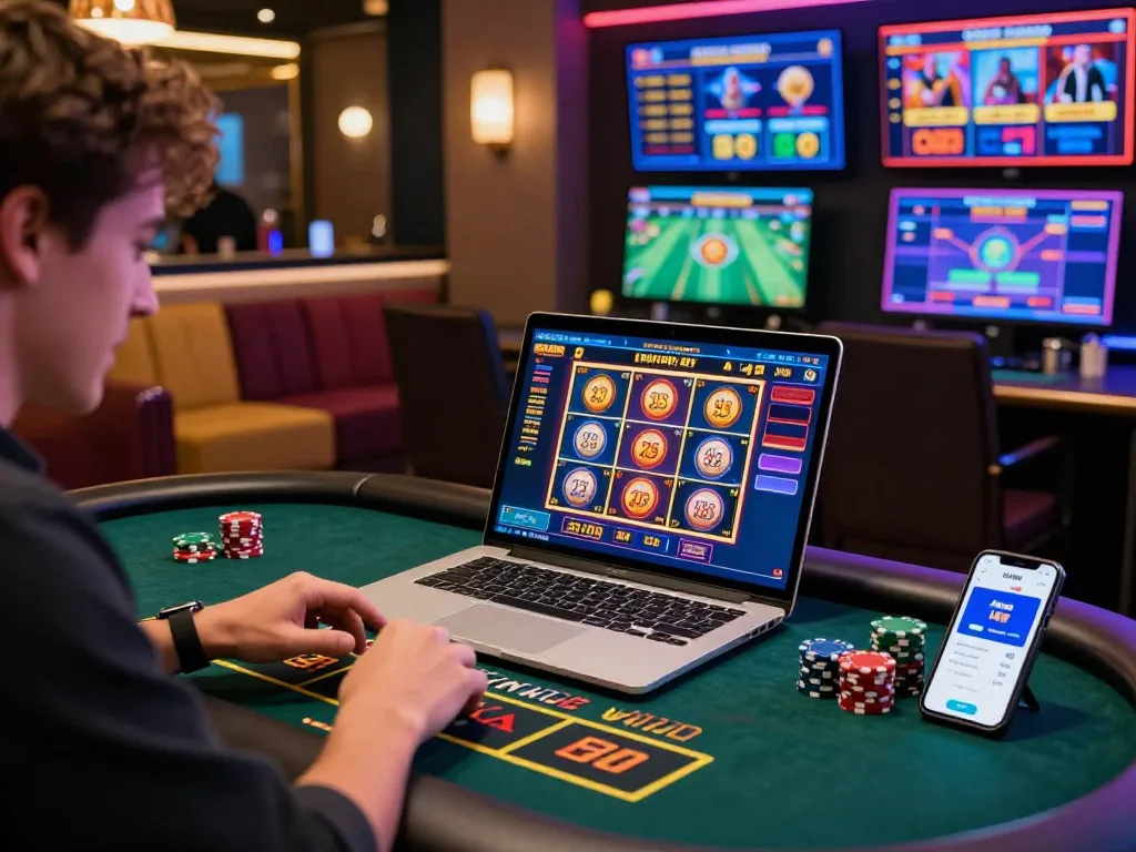 Engaged player at VN88 online casino experiencing live gaming excitement.