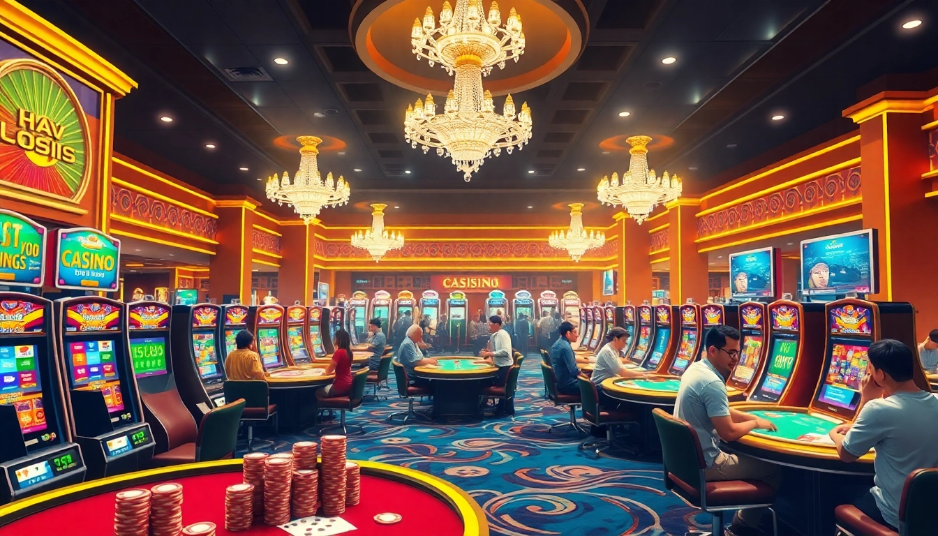 The vibrant gaming experience at เว็บ soibet with colorful slot machines and poker tables.