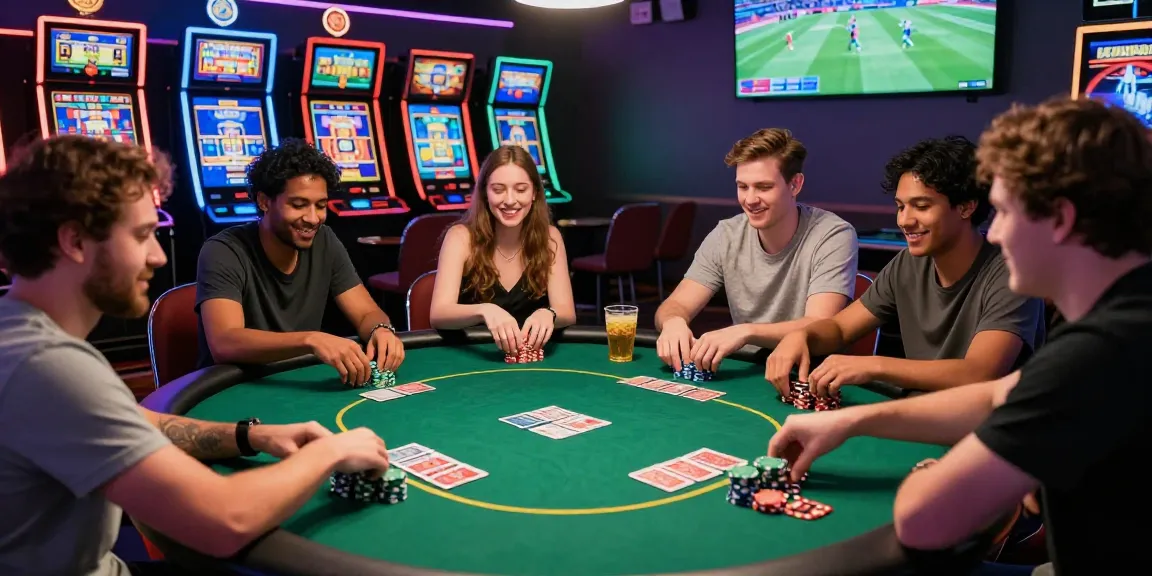Exciting online casino gaming at Https://cm88z.com.co/ with friends enjoying poker and vibrant slot machines.
