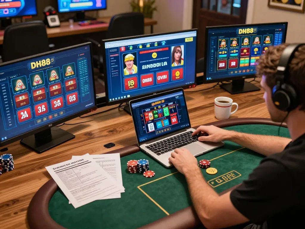 Engaged player enjoying DH88 online poker, enhancing gaming strategy and experience.