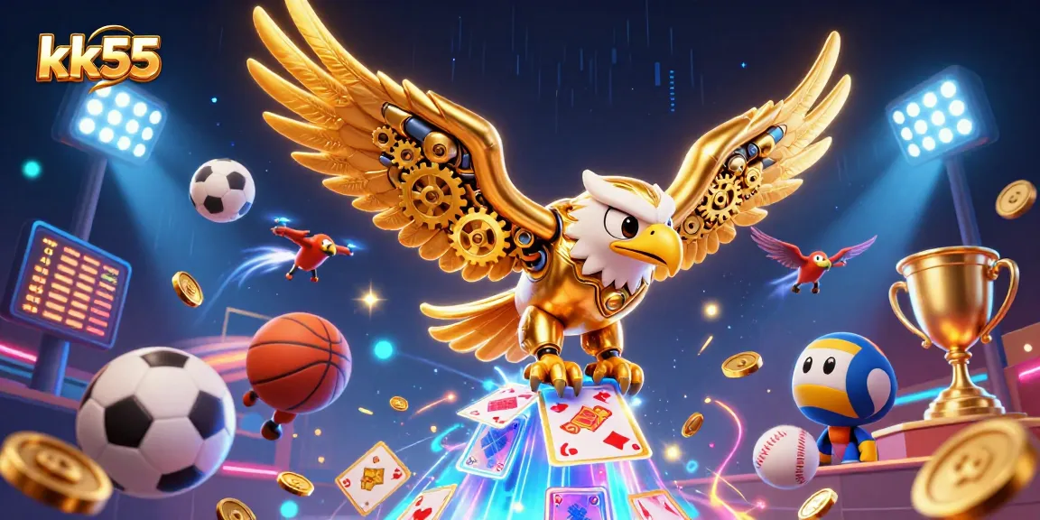 Experience thrilling wins at kk55 Casino with vibrant holographic cards, energetic sports elements, and dynamic gameplay.