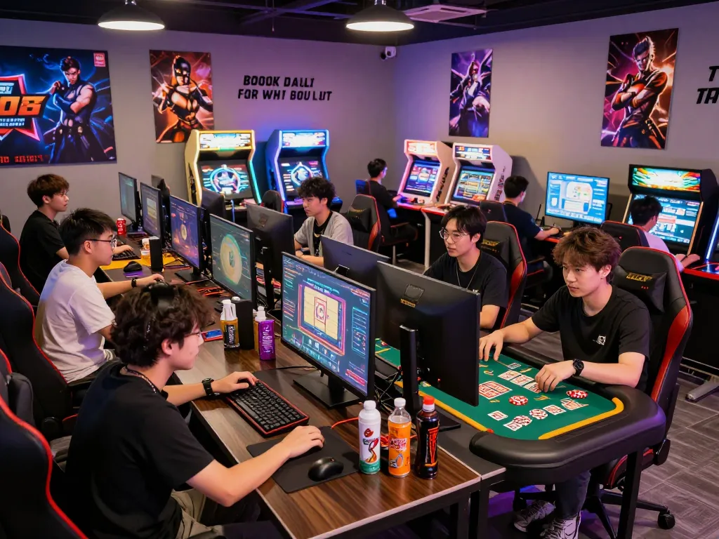 Gamers enjoying diverse games at Jun88 entertainment lounge, showcasing the thương hiệu jun88 atmosphere.
