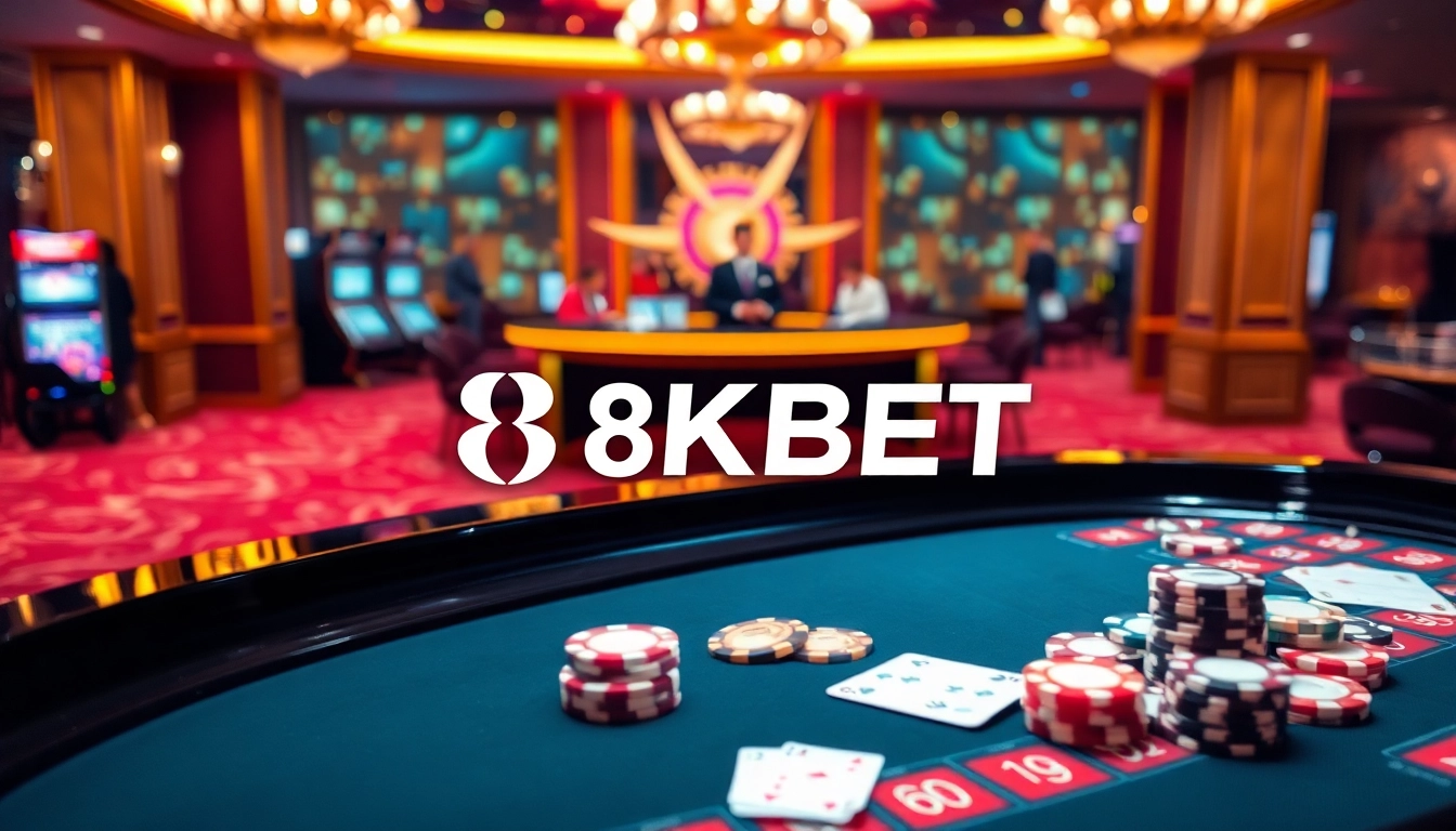 Experience the excitement of gambling at 8KBET with luxurious casino visuals and dynamic gameplay elements.