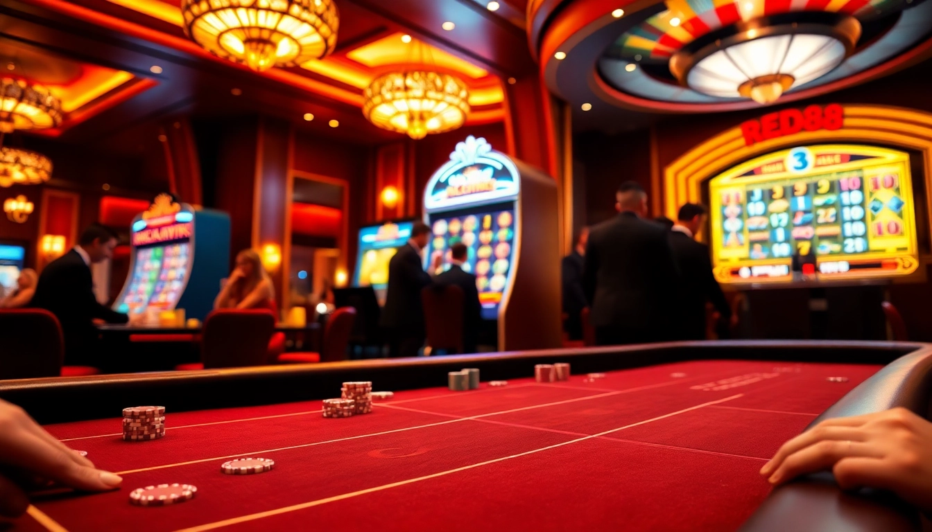 Players engaging in high-stakes baccarat at red88 casino, showcasing excitement and strategy.