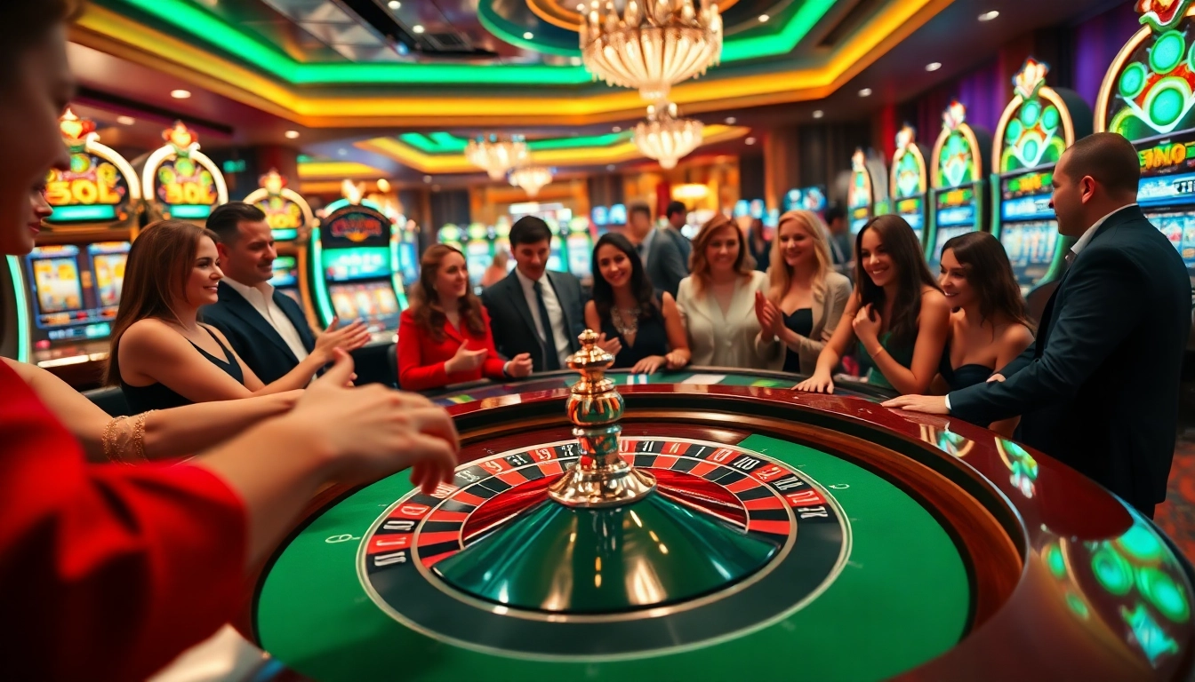 Excited gamblers place bets while enjoying xem bóng đá trực tiếp in a luxurious casino atmosphere.