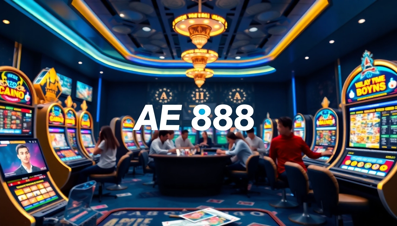 Cổng game AE888 offers an immersive online gaming experience with live betting and vibrant casino visuals.